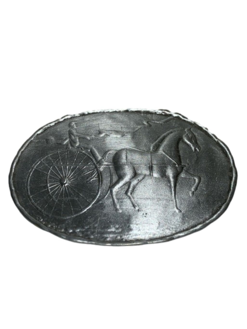 Womens Vintage horse and buggy pewter brooch jonette jewelry